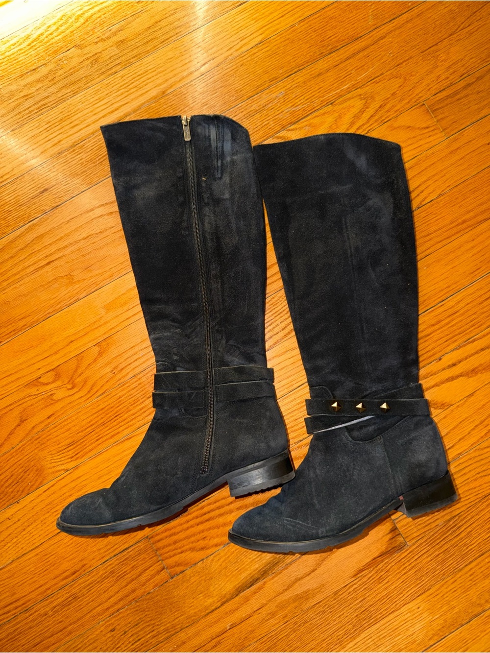 Women's Black Suede Knee-High Riding Boots fits size 8